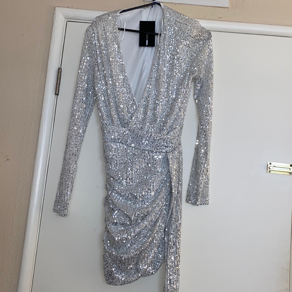 Long sleeve sequin dress